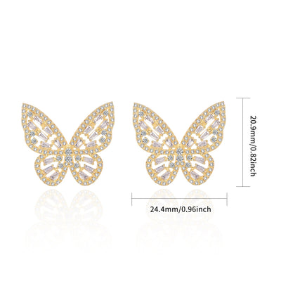 Gold Butterfly Sterling Silver Earring