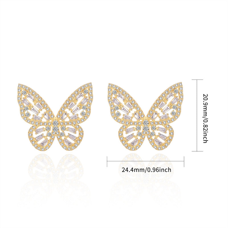 Gold Butterfly Sterling Silver Earring