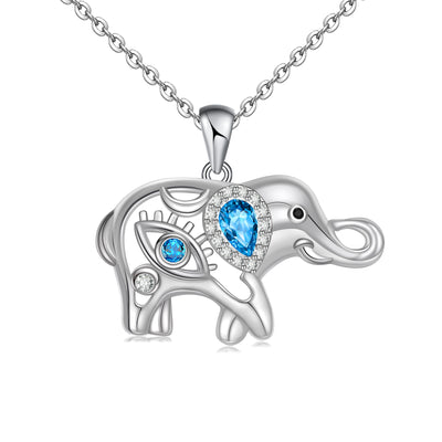 Luck Elephant Evil Eye Sterling Silver Necklace