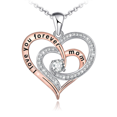 Double Love Heart Sterling Silver Necklace