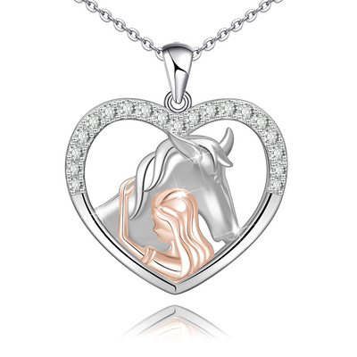 Horse And Girls Sterling Silver Necklace