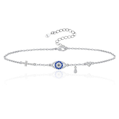 Evil Eye Cross Sterling Silver Bracelet