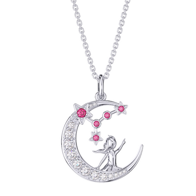 Zodiac Cancer 12 Constellation Birthstone Necklace Sterling Silver