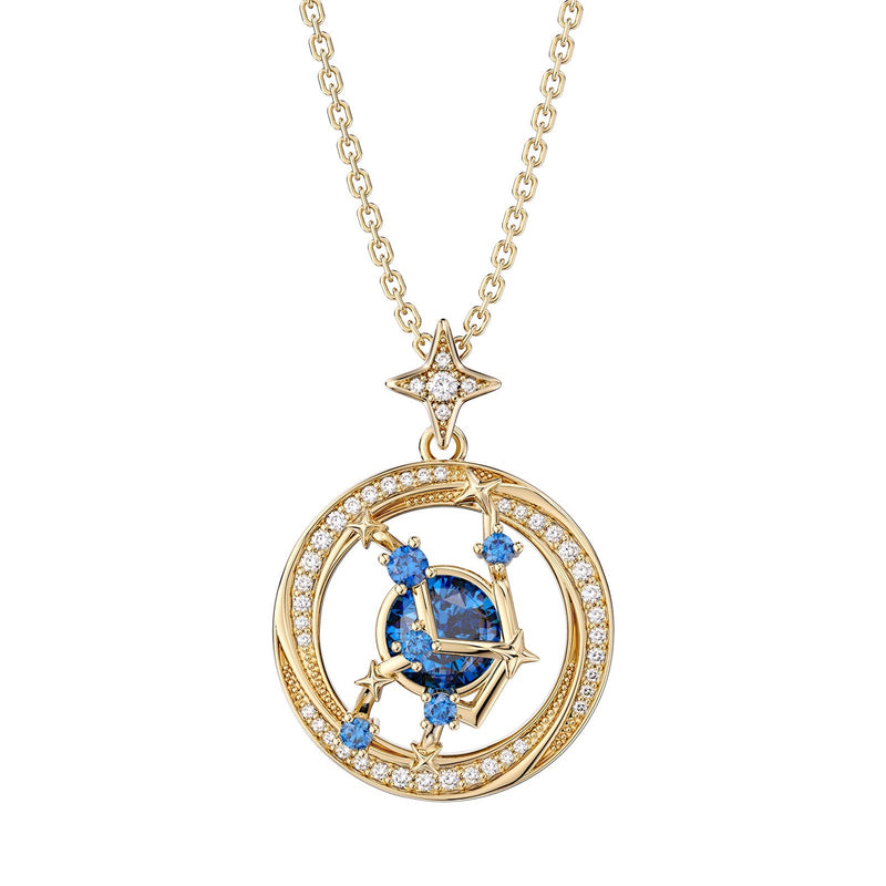 Virgo Constellation Zodiac 12 Horoscope Astrology CZ Necklace Sterling Silver