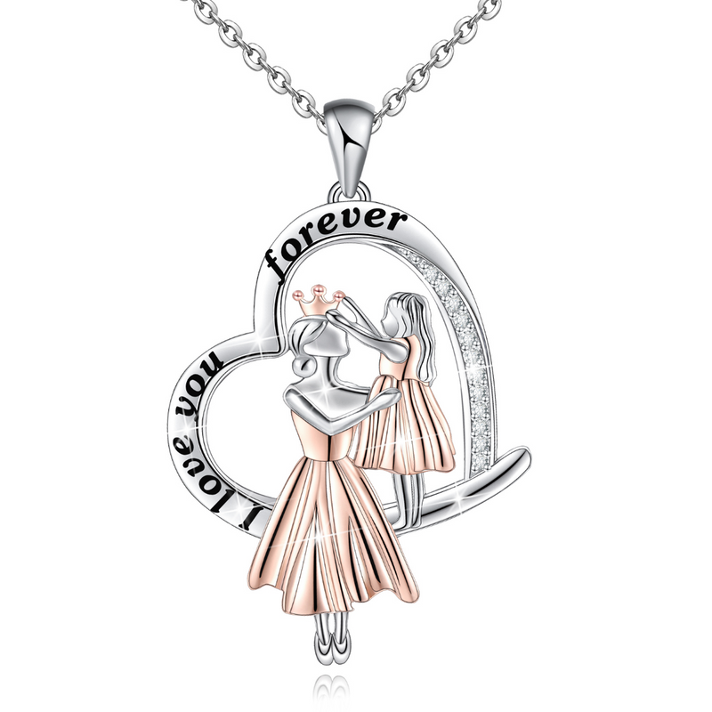 Mom and Daughter Lover Necklace Sterling Silver