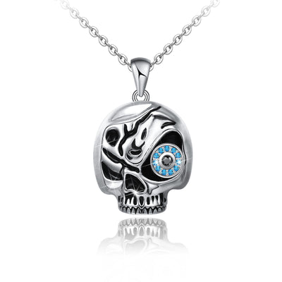 Halloween Skull Evil eye Sterling Silver Necklace