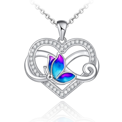 Butterfly Heart Sterling Silver Necklace