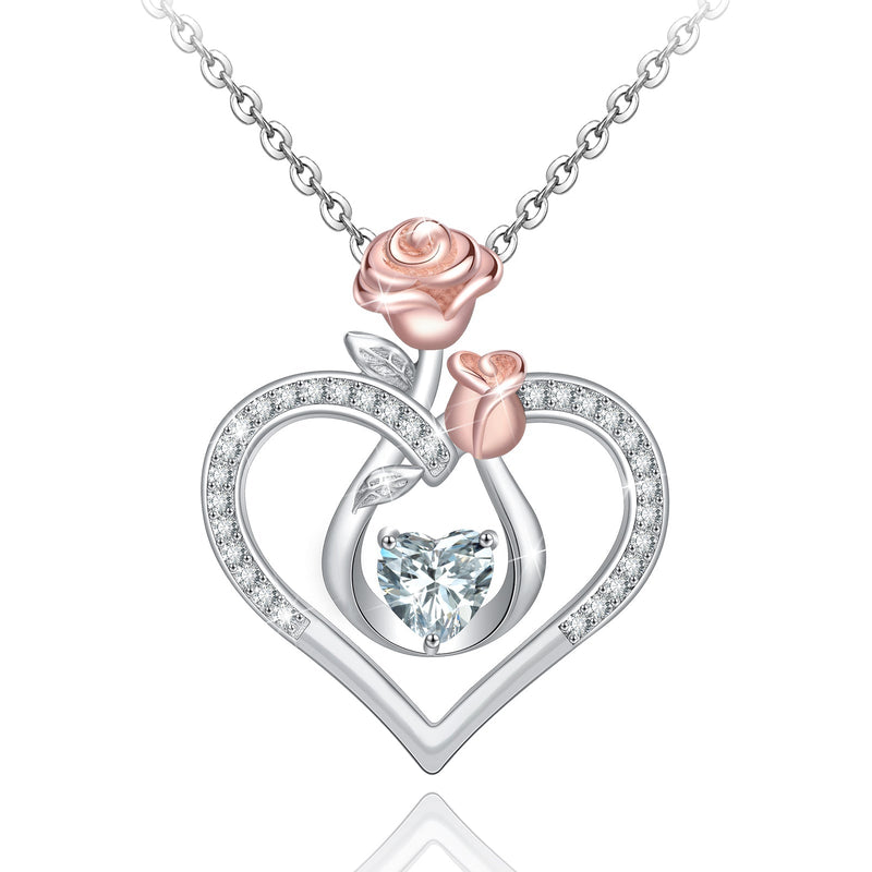Double Rose Heart Sterling Silver Necklace