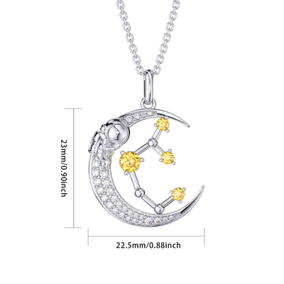 Scorpio Constellation Zodiac 12 Horoscope Astrology Astronaut On Moon Necklace Sterling Silver