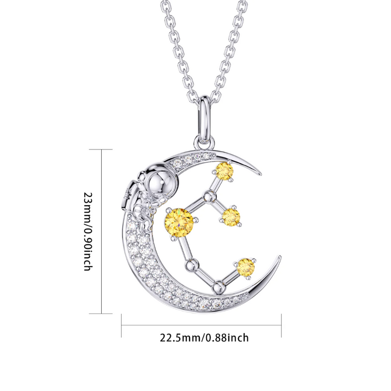 Scorpio Constellation Zodiac 12 Horoscope Astrology Astronaut On Moon Necklace Sterling Silver
