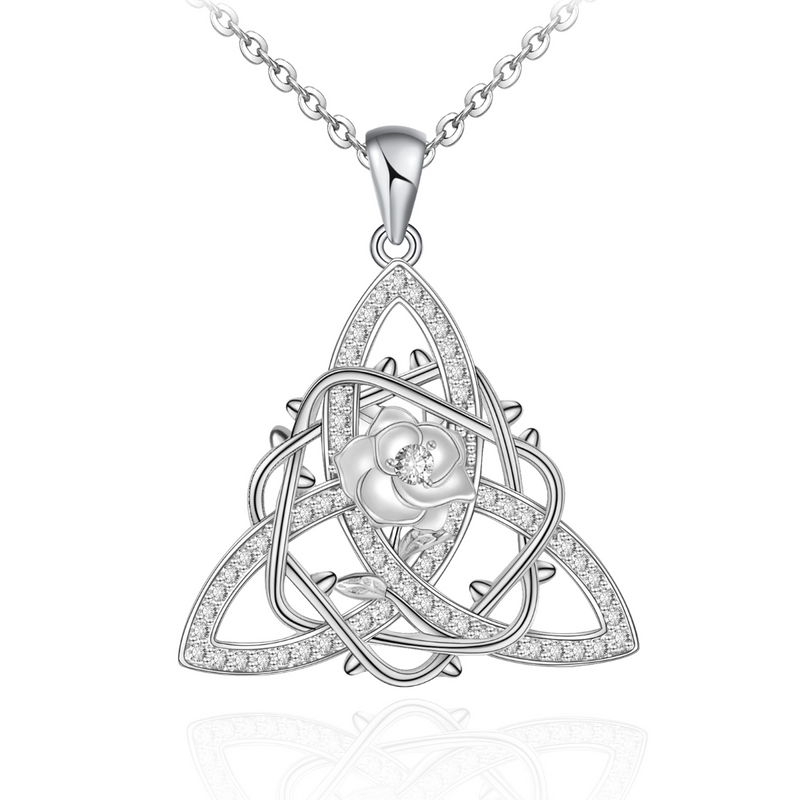 Celtic Elaborate Triquetra Necklace  Sterling Silver