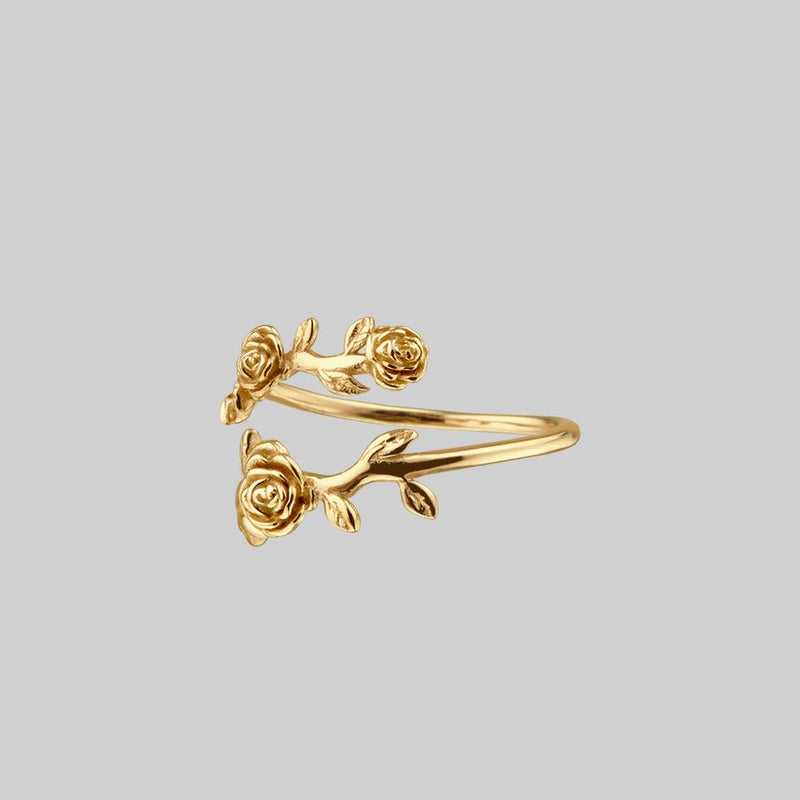 Rose Foliage Wrap Ring - Gold