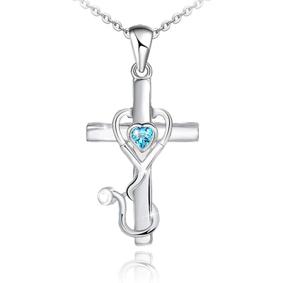 Stethoscope Cross Sterling Silver Necklace