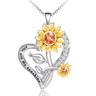 Double Sunflower Sterling Silver Necklace