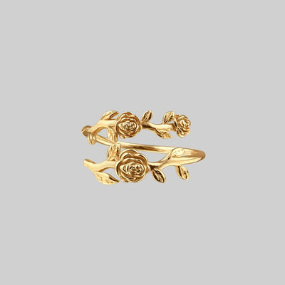 Rose Foliage Wrap Ring - Gold
